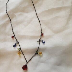 Anna Balkan vintage black silver stone necklace